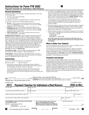 California Form FTB 3582 Payment Voucher