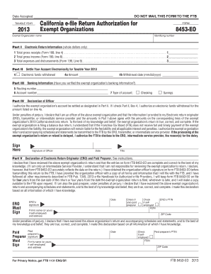 California E-file Return Authorization for Exempt Organizations