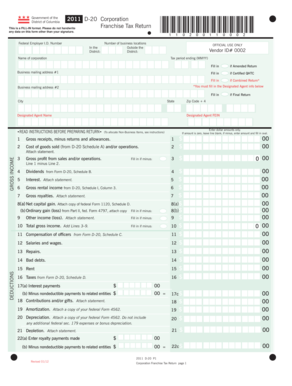 District of Columbia Corporation Franchise Tax Return