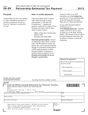 North Dakota Partnership Estimated Tax Payment Form 58-ES