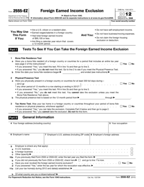 IRS Form 2555-EZ Foreign Earned Income Exclusion