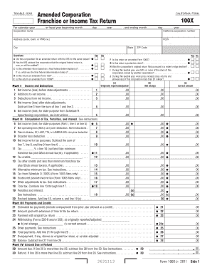 California Amended Corporation Franchise or Income Tax Return Form 100X