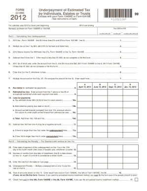 Maine Underpayment of Estimated Tax Form 2210ME