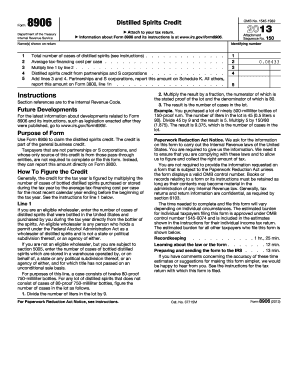 IRS Form 8906 Distilled Spirits Credit