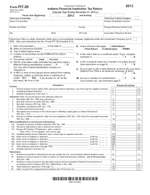 Indiana Financial Institution Tax Return