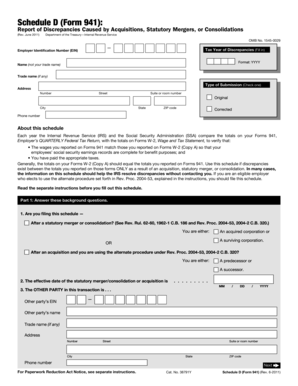 Schedule D Form 941 Discrepancy Report