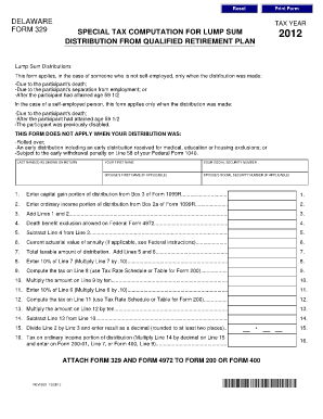Delaware Form 329 Special Tax Computation