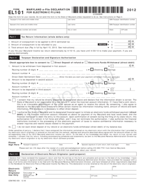 Maryland e-File Declaration Form EL101