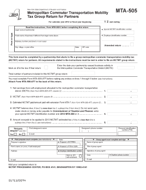 New York MTA-505 Tax Group Return for Partners