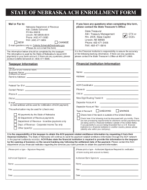 Nebraska ACH Enrollment Form