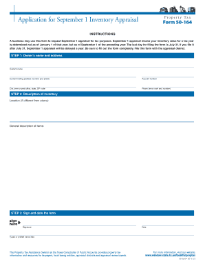 Texas September 1 Inventory Appraisal Form