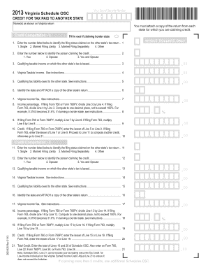 Virginia Schedule OSC Tax Credit Form