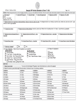 Georgia IRP Vehicle Schedule A Form T-138
