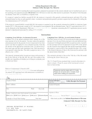 Indiana Utility Receipts Tax Quarterly Payment Form