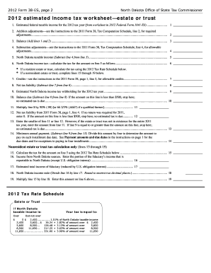 North Dakota 38-ES Estimated Income Tax Form
