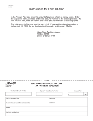 Idaho Individual Income Tax Payment Voucher