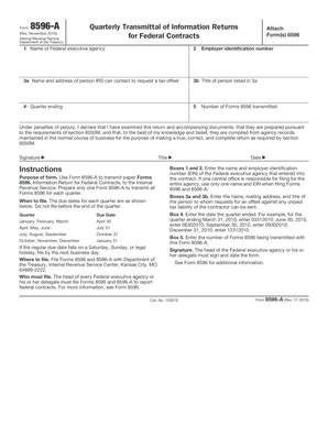 IRS Form 8596-A Quarterly Transmittal