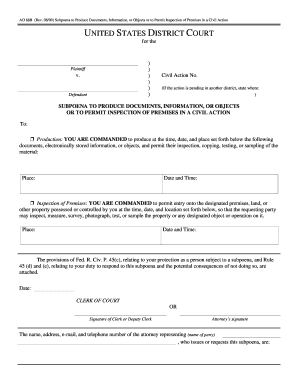 US Federal Subpoena to Produce Documents