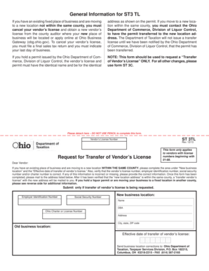 Ohio Vendor's License Transfer Form