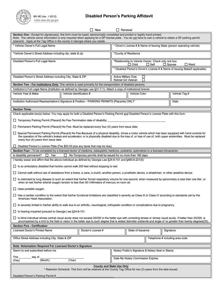 parking affidavit Preview on Page 1