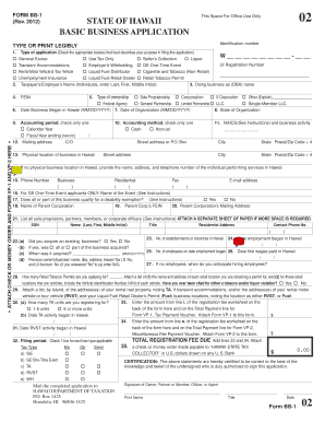 Hawaii Basic Business Application Form BB-1