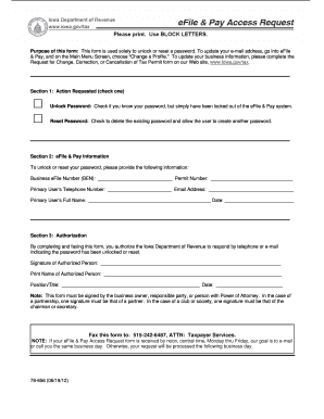 Iowa Password Unlock or Reset Form