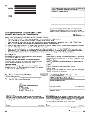 Utah Special Fuel User (SFU) Renewal Application
