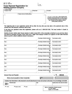 Texas Renewal Registration for Related Finance Company