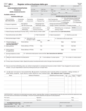 Idaho Business Registration Form
