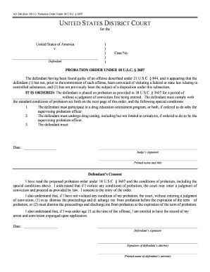 Probation Order Under 18 U.S.C. § 3607