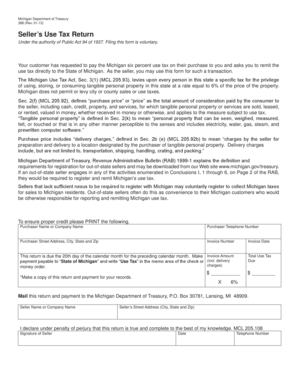 Michigan Seller’s Use Tax Return