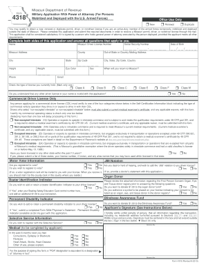 Missouri Military Driver License Application with Power of Attorney