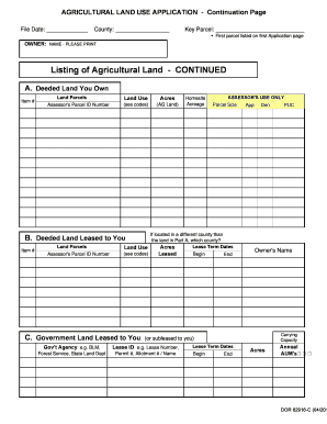 Agricultural Land Use Application