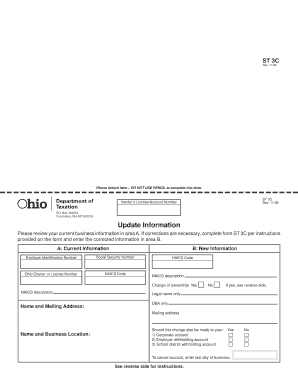 Ohio ST 3C Vendor License Update Form