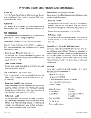 Wisconsin Tobacco Products Tax Multiple Schedule
