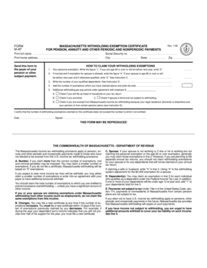 Massachusetts Withholding Exemption Certificate