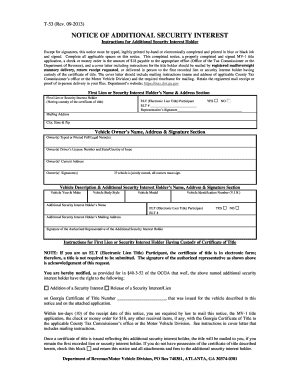 Georgia Notice of Additional Security Interest