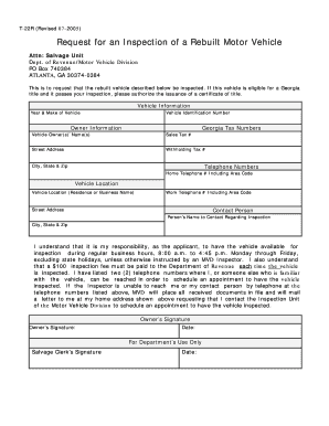 Georgia Rebuilt Vehicle Inspection Request