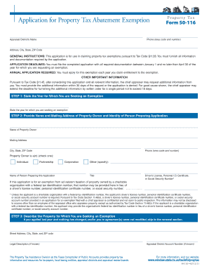 Texas Property Tax Abatement Exemption Application