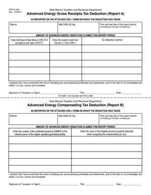 New Mexico Advanced Energy Deduction Report
