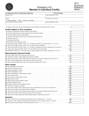 Massachusetts Schedule U-IC Form