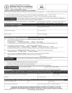 Missouri Tax Clearance Request Form