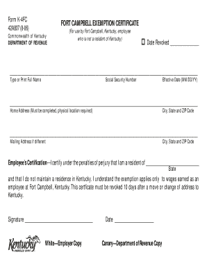 Fort Campbell Exemption Certificate - Fill Online, Printable 