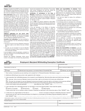 Maryland Withholding Exemption Certificate