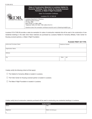 Louisiana Sales Tax Exemption Certificate