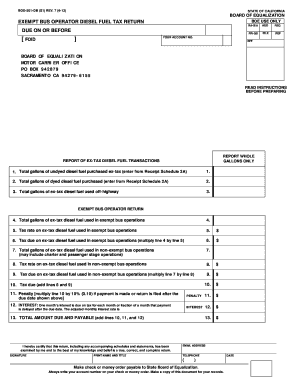 California Exempt Bus Operator Diesel Fuel Tax Return
