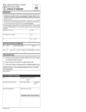 Missouri Affidavit of Ownership 2635