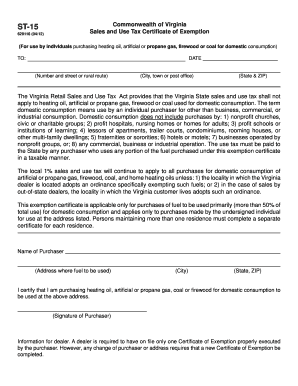 Virginia Sales and Use Tax Certificate of Exemption