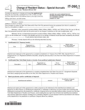 New York Change of Resident Status Agreement