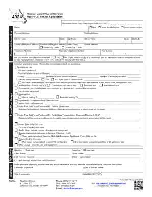 Missouri Motor Fuel Refund Application